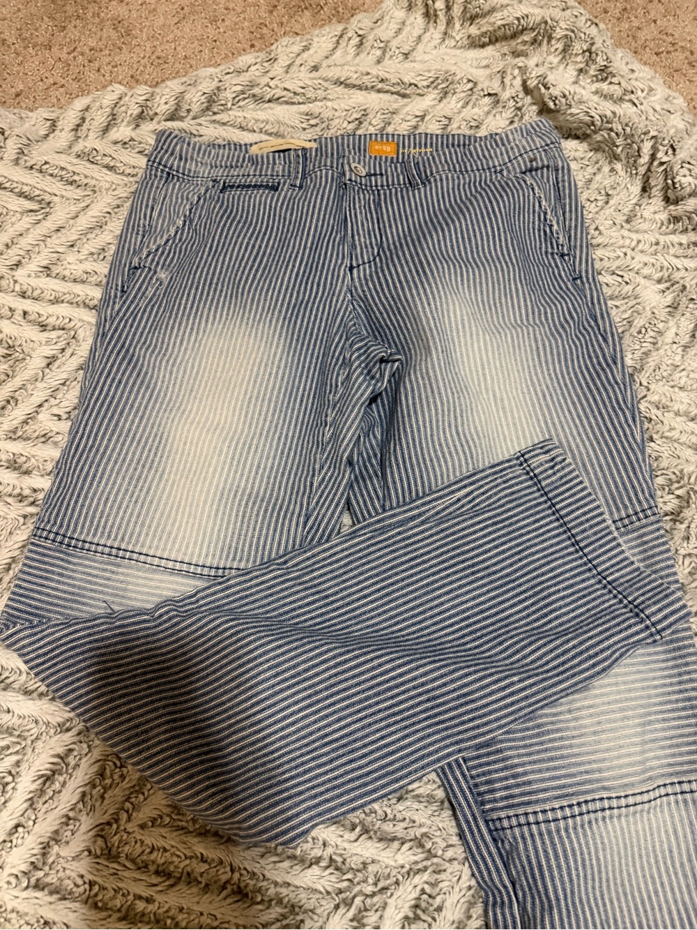 Pilcro -  Blue and White Striped Straight Jeans- size 29